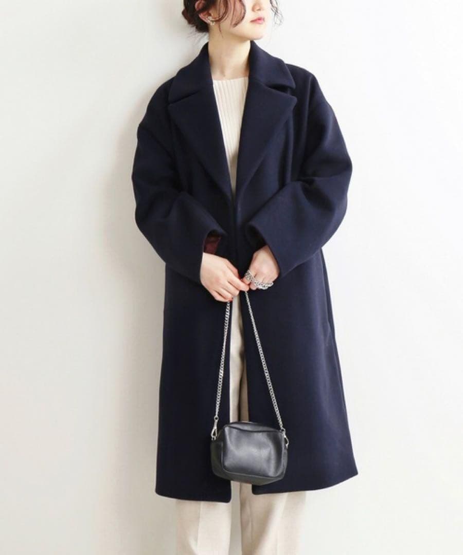 イエナ／極美品❤️人気定番MANTECOオーバーチェスターコート ネイビー38