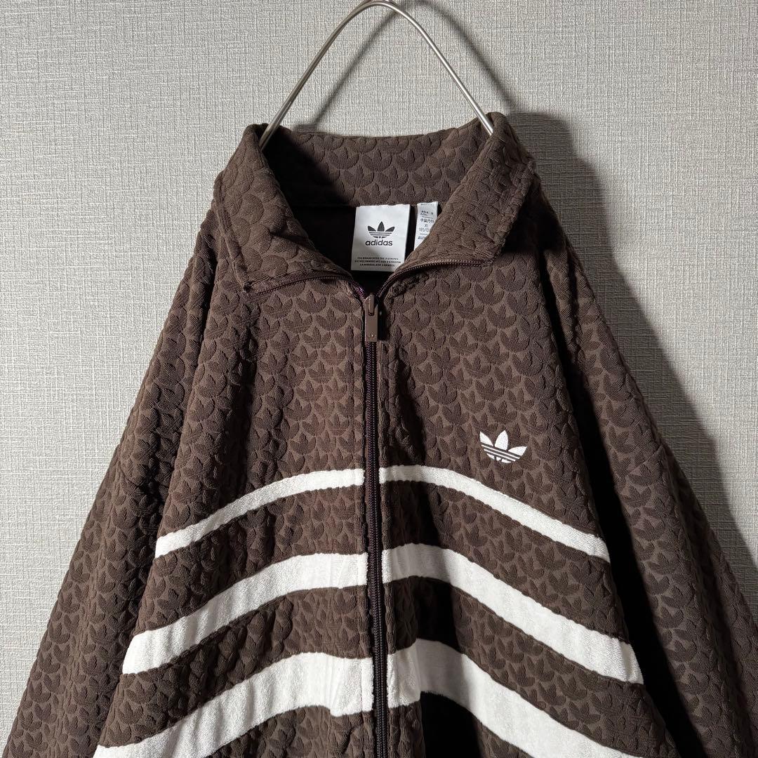 希少デザイン★adidas ワッフル素材 凹凸 トラックジャケット 刺繍 2XL