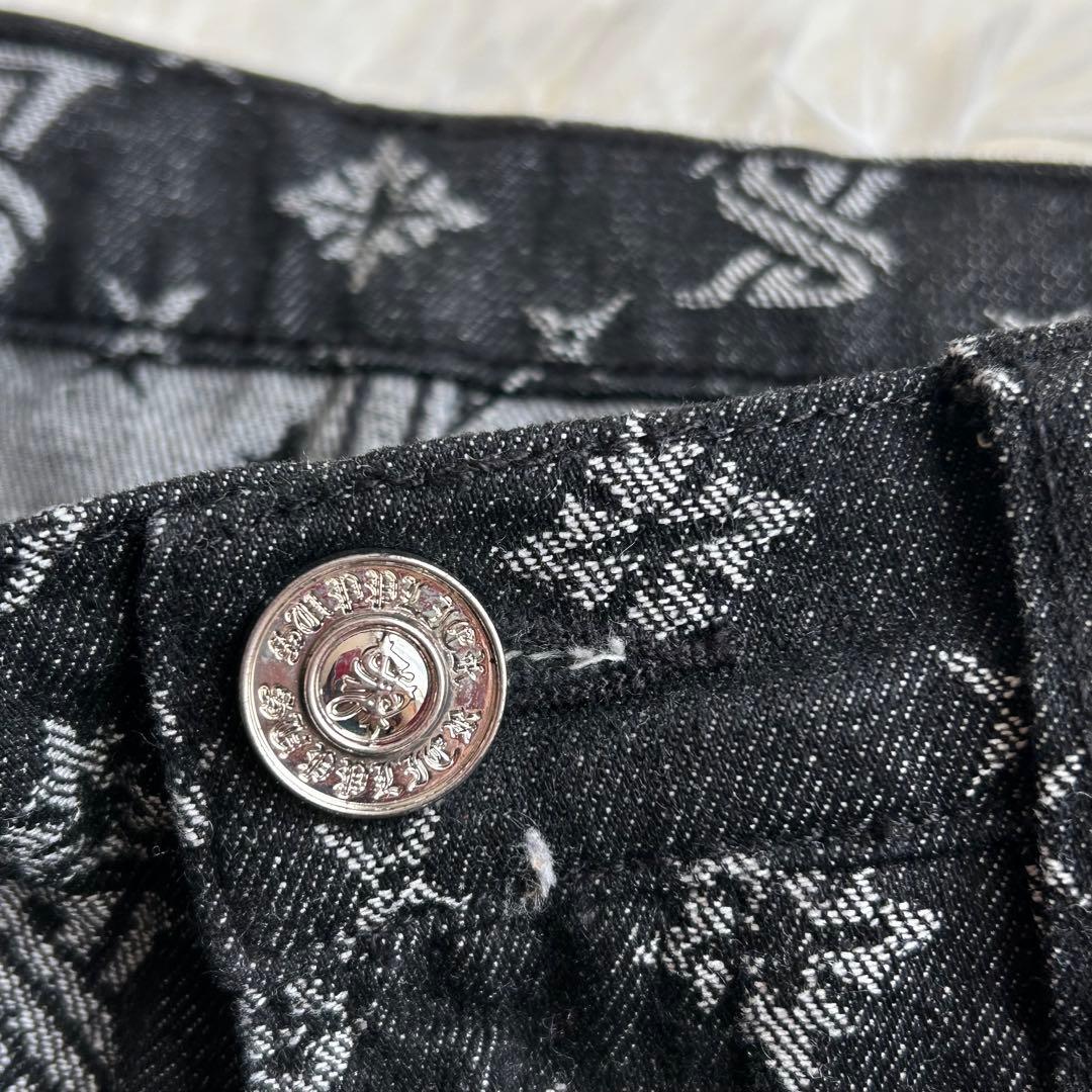 美品 完売品 supplier モノグラム ストレート デニム 総柄 M ロゴ