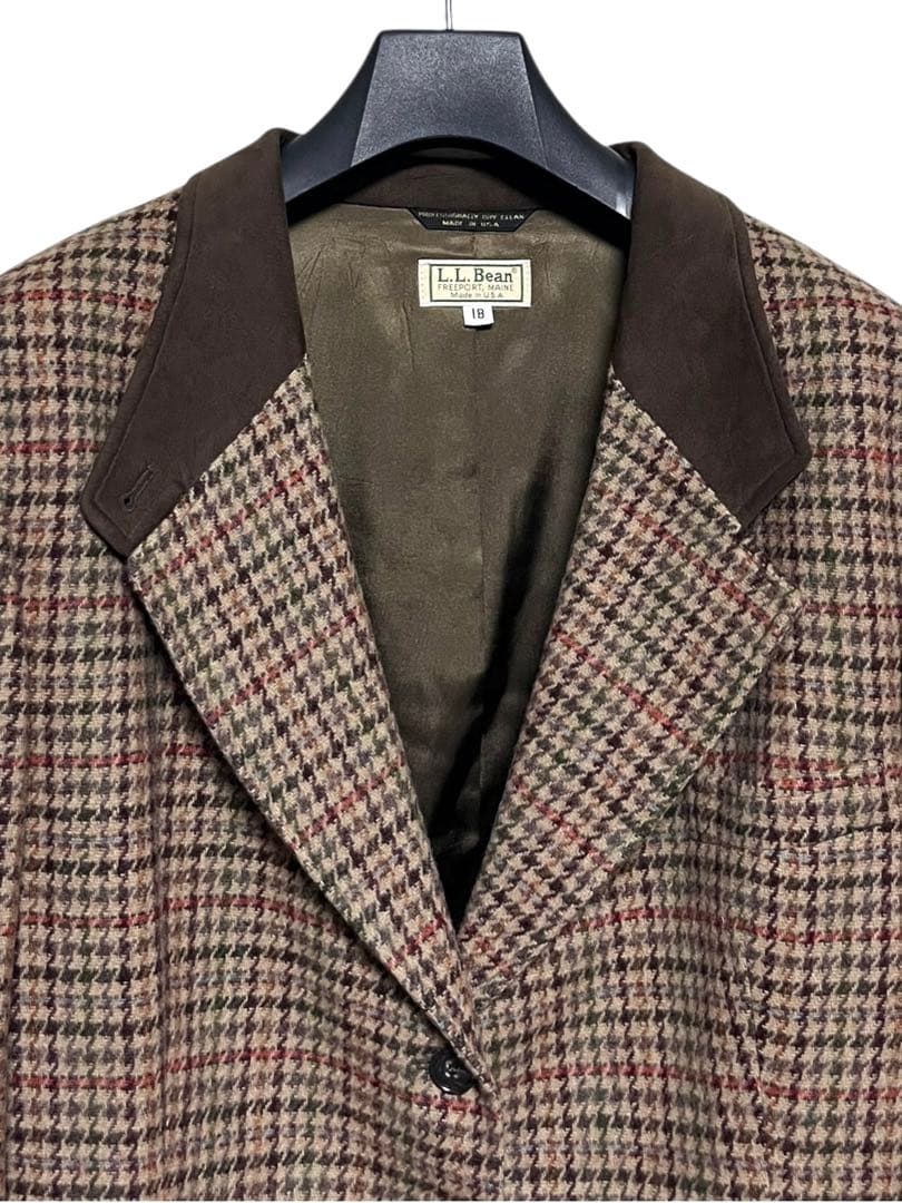 80s USA製 L.L.BEAN 千鳥格子　テーラードジャケット サイズ18