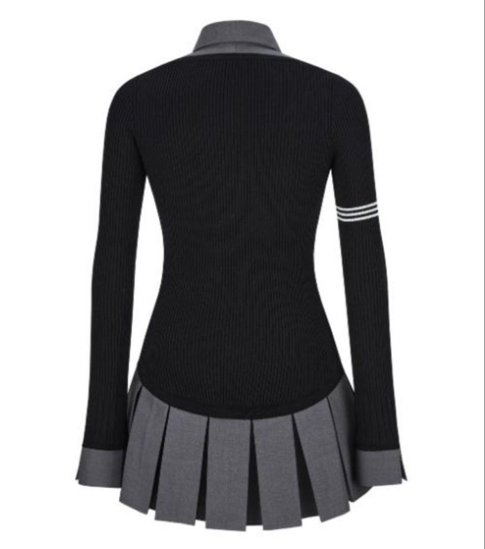 andwang Uniform Pleated Mini Onepiece 黒