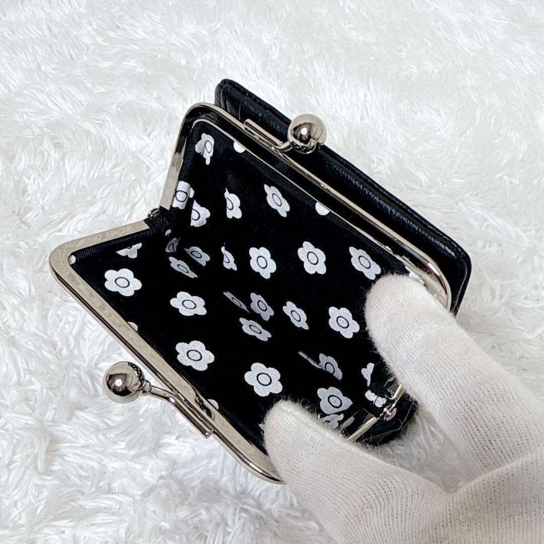 MARY QUANT フレンチシームガマロ ウォレット ブラック 財布 がま口