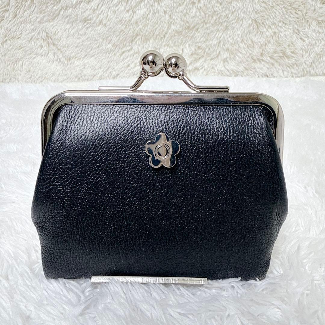 MARY QUANT フレンチシームガマロ ウォレット ブラック 財布 がま口