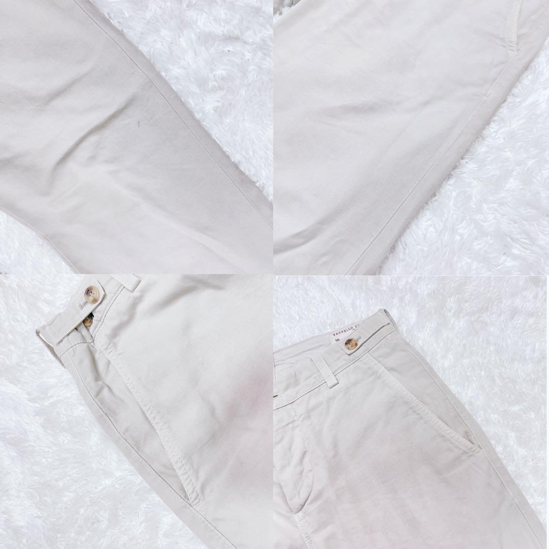 ブルネロクチネリ コットン テーパードパンツ ライトグレー ボタンフライ 44