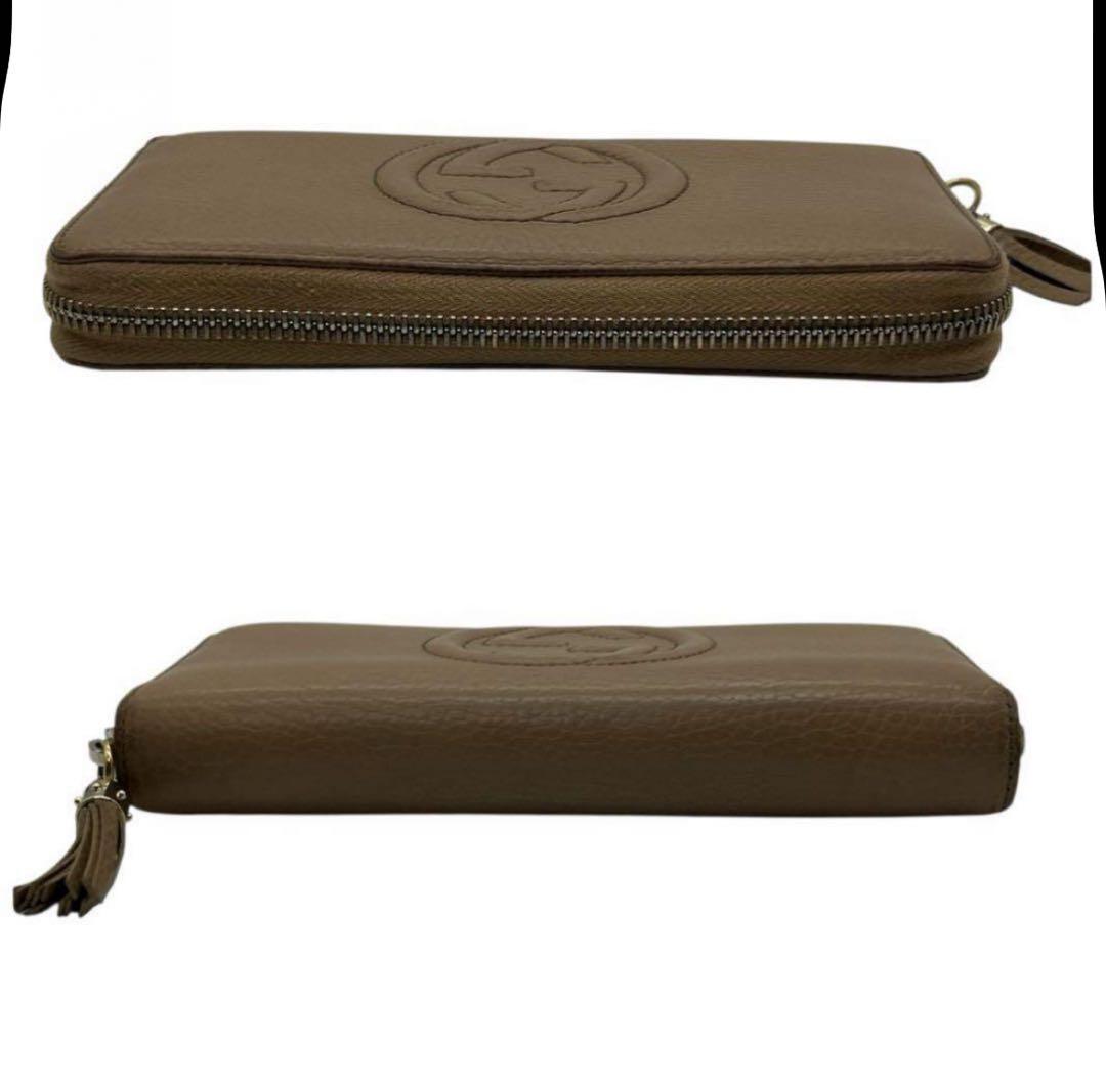 【極美品】GUCCI ソーホー GG ベージュ ラウンドファスナー長財布 レザー