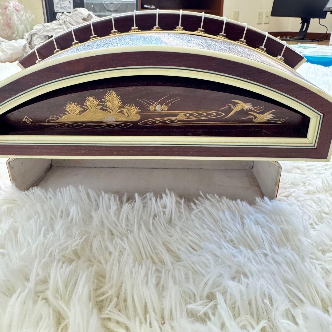 極上彩色★蒔絵　琴　13弦　すだれ彫　筝　柱付き