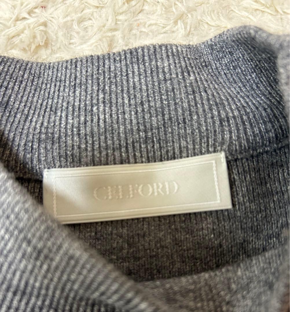 CELFORDラッフルデザインドッキングニットワンピ グレー