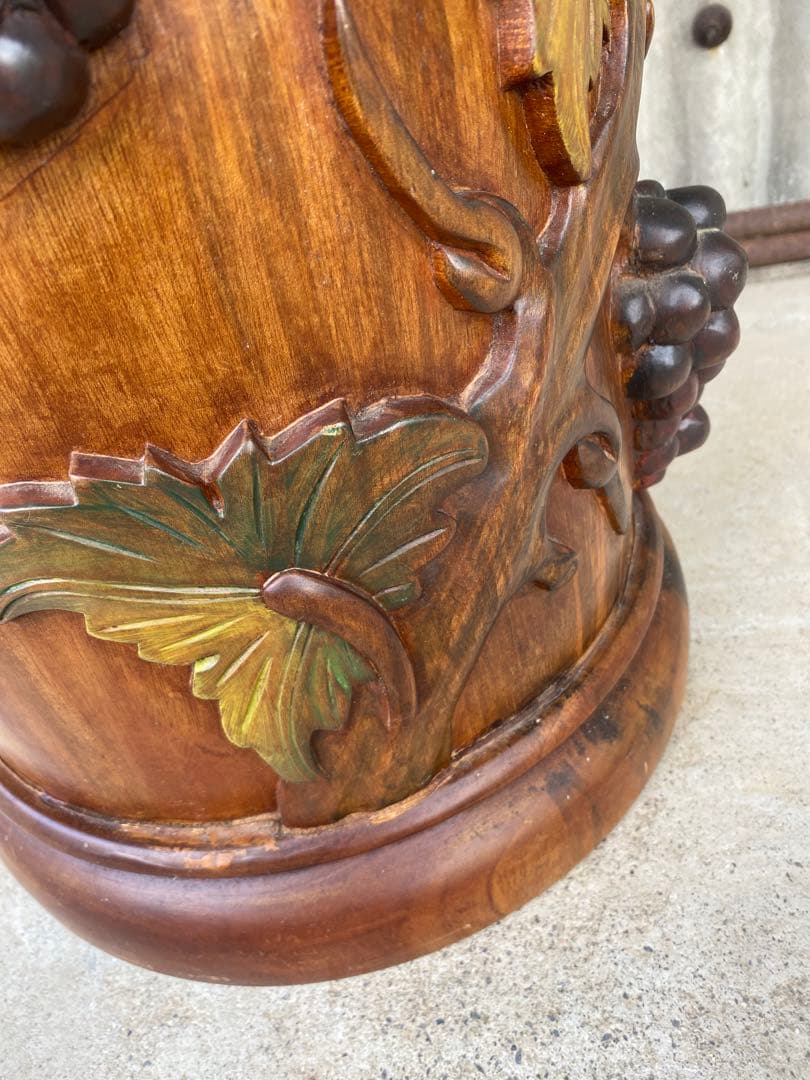 木製　傘立て　葡萄　アンティーク　マホガニー