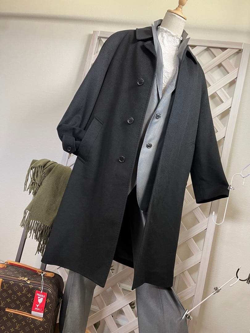 かえ’s メンズ⭐︎ L ⭐︎ 新古　極上のカシミヤ100% ⭐︎ 黒　ロング