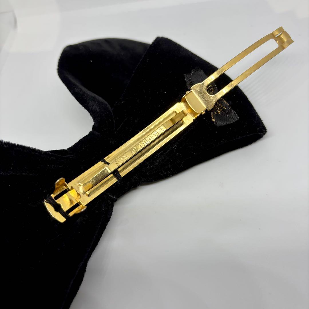 【美品】アレクサンドルドゥパリ バレッタ リボン ベロア 黒 ヘアアクセ