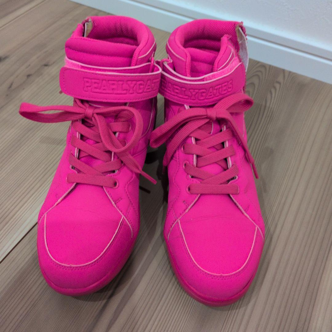 PEARLY GATES ピンク ハイカットスニーカー 23.5cm