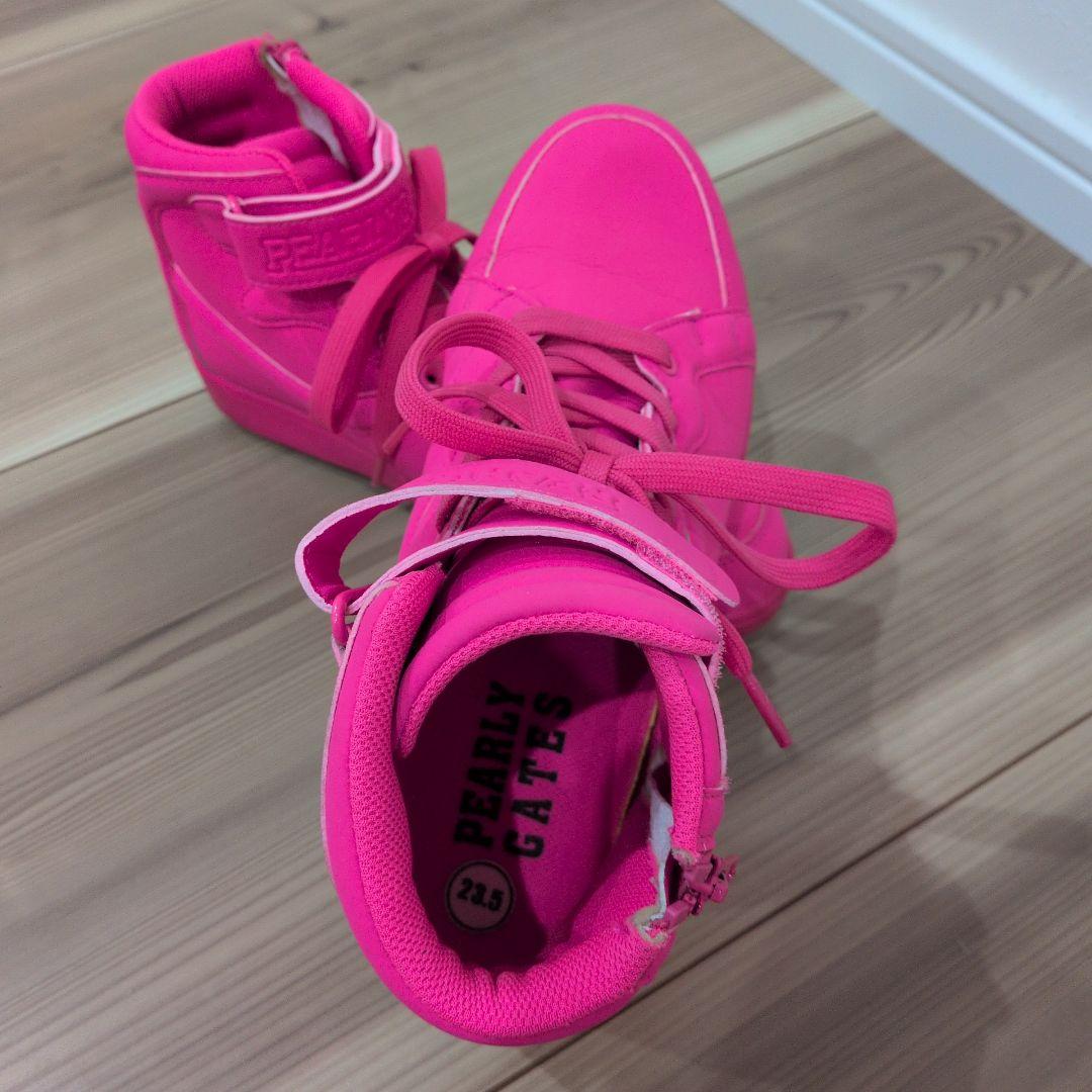 PEARLY GATES ピンク ハイカットスニーカー 23.5cm