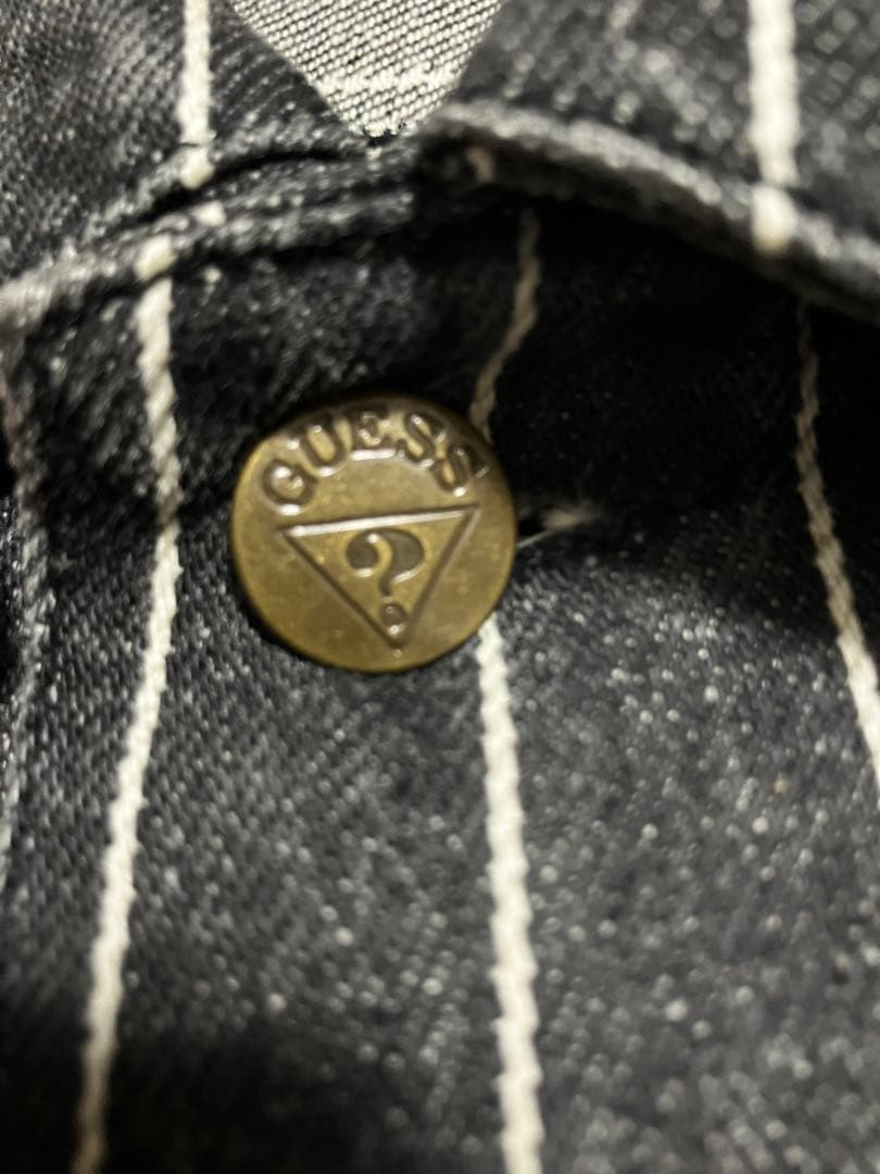 90s USA製　GUESS ゲス　ストライプデニムジャケット　先染