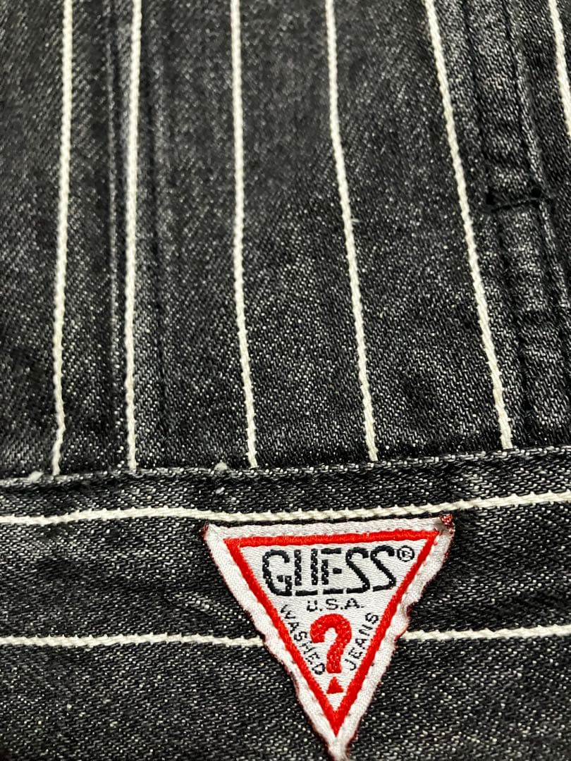 90s USA製　GUESS ゲス　ストライプデニムジャケット　先染