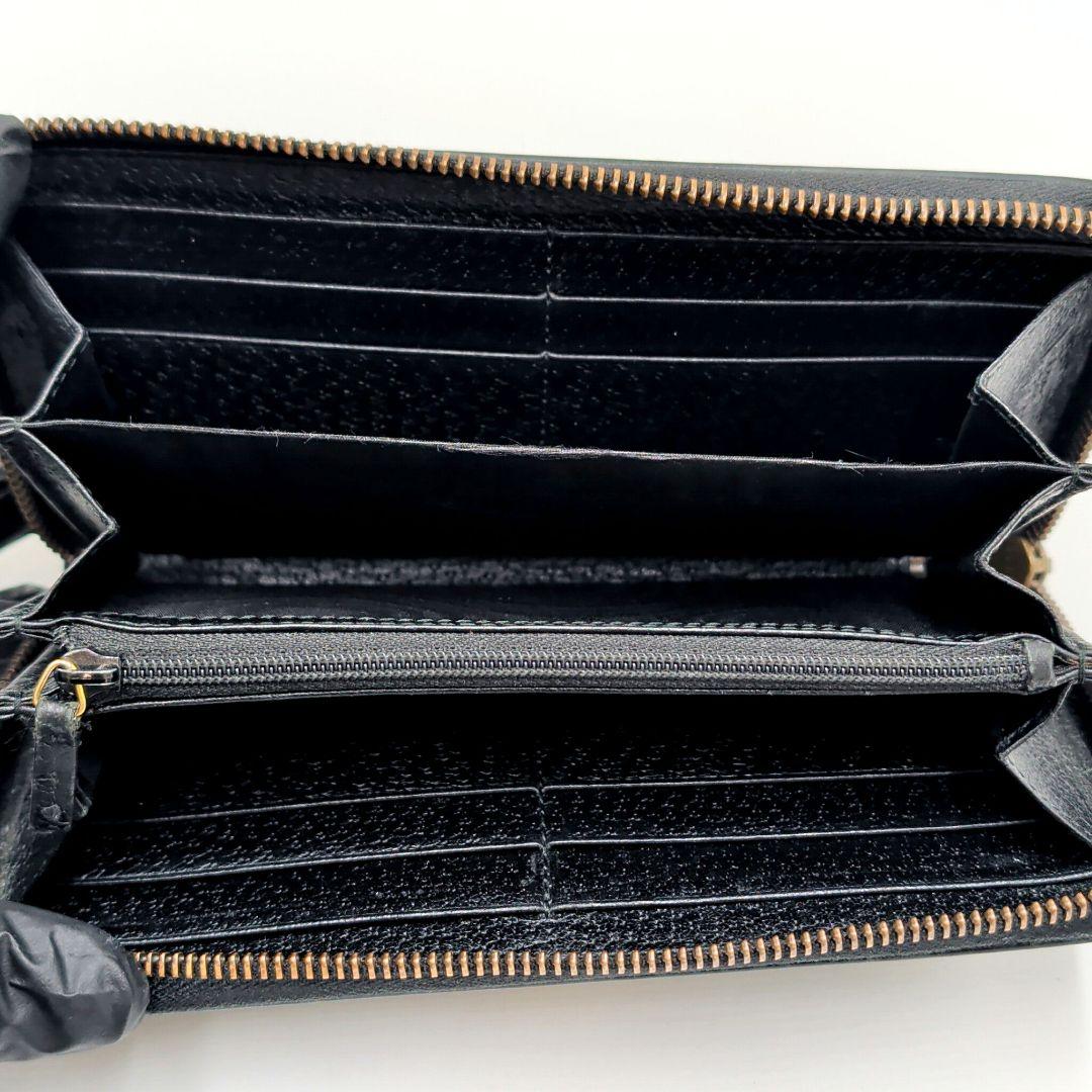 極美品 GUCCI アニマリエ ゴールドビー 長財布 グッチ レザー