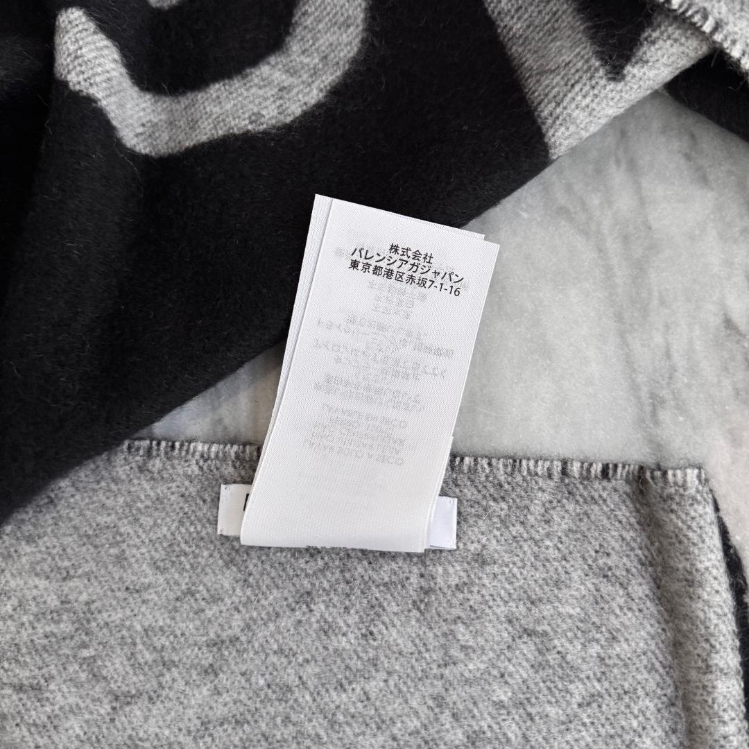BALENCIAGA バレンシアガ カシミヤマフラー リバーシブル ロゴ グレー