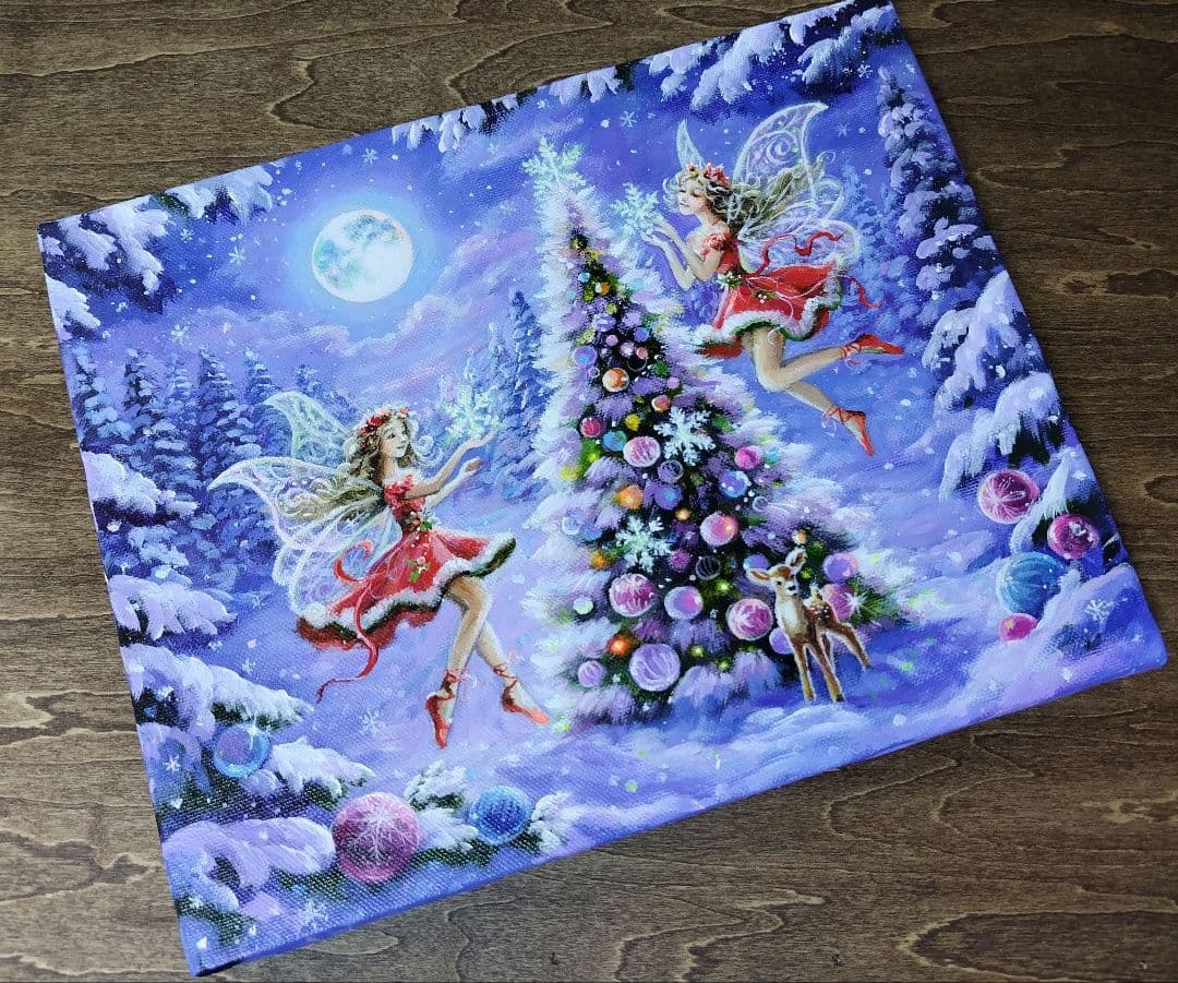 n*y様 【Fairy Christmas】アクリル画 F3 風景画 絵画の通販