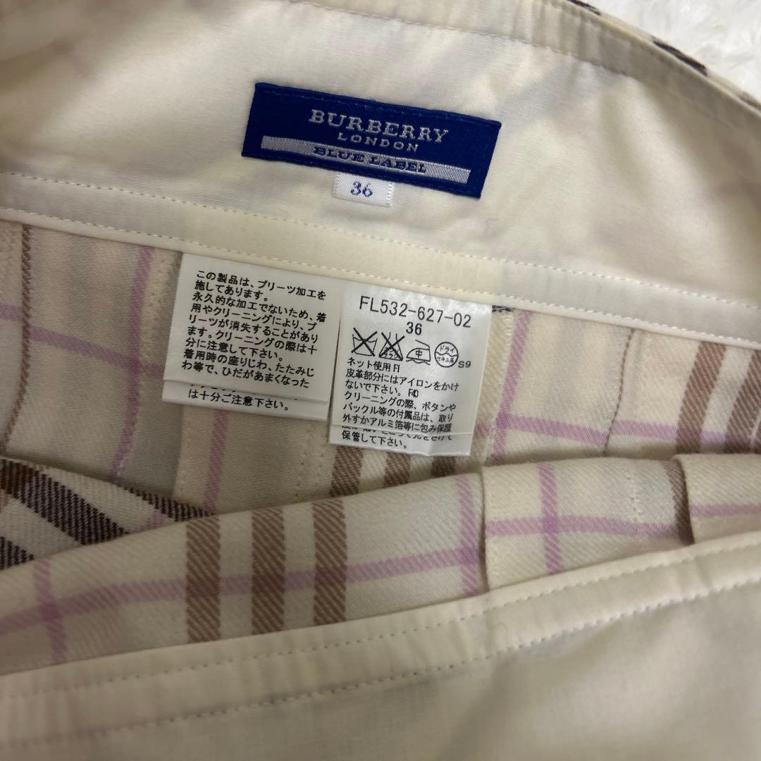 【美品】バーバリーブルーレーベル　ノバチェック ピンク プリーツ　ミニスカート
