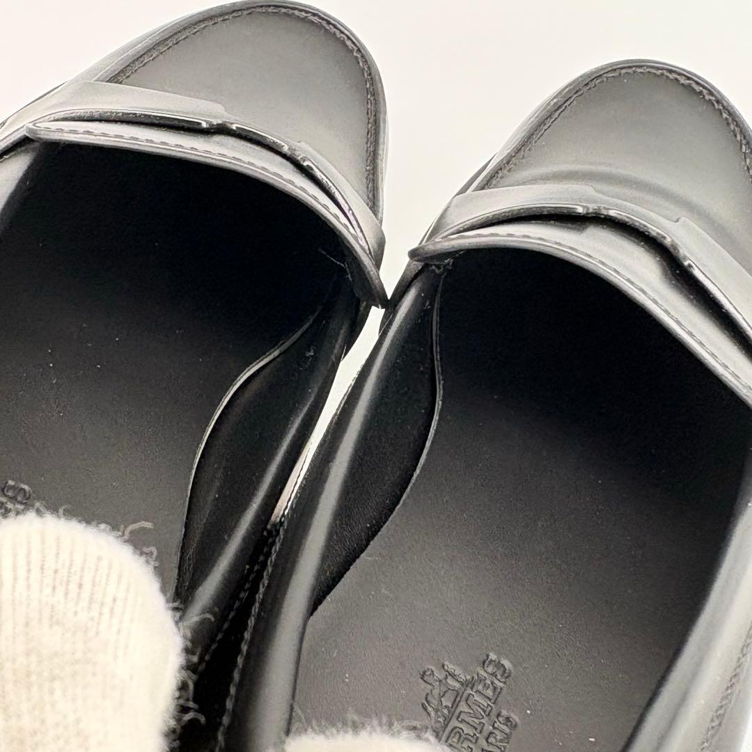 【未使用品級】HERMES エルメス　ヒッチ　厚底　Hロゴ　レザー　ローファー