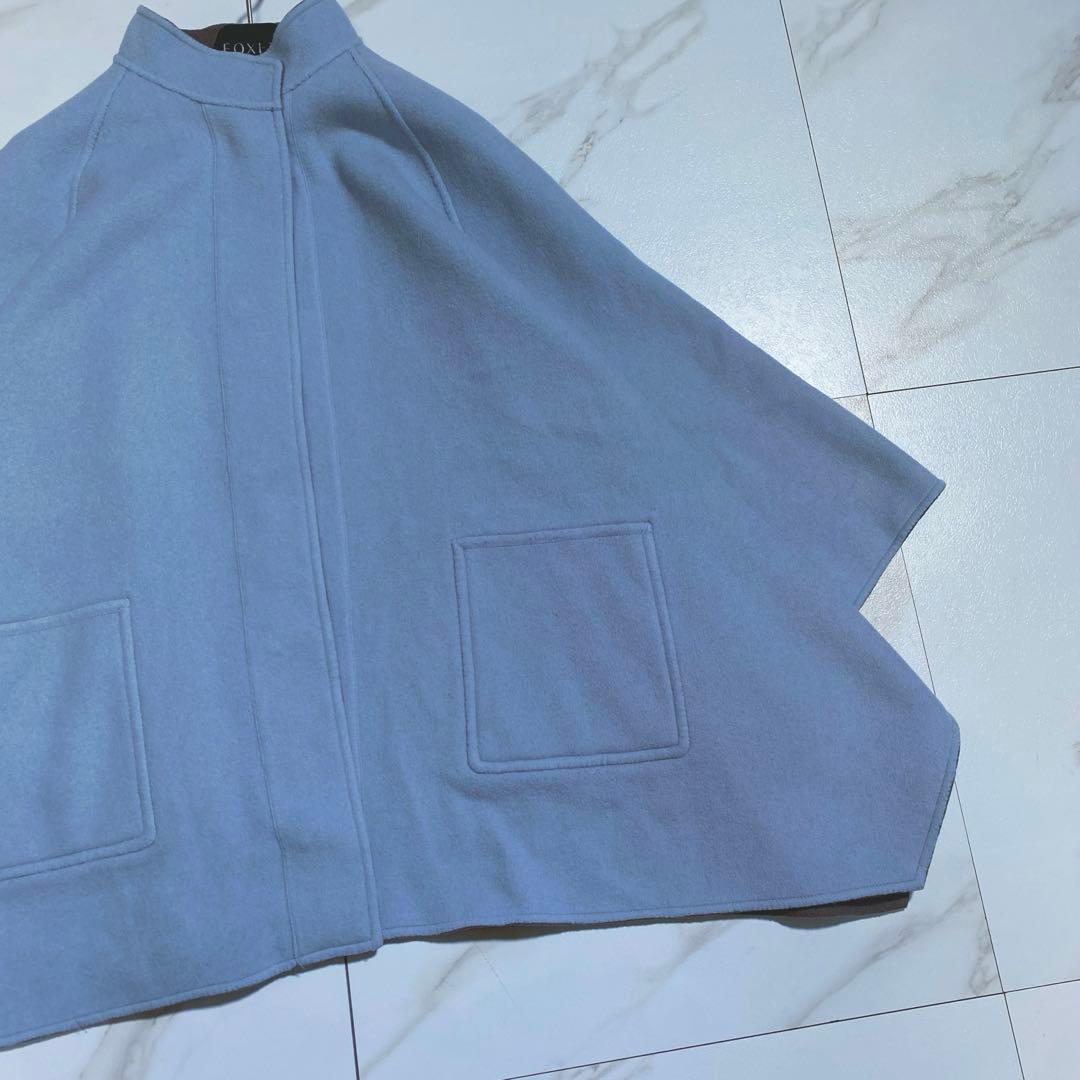 希少♡lelill リバーシブル ウールリバーポンチョ パッチポケット 入手困難