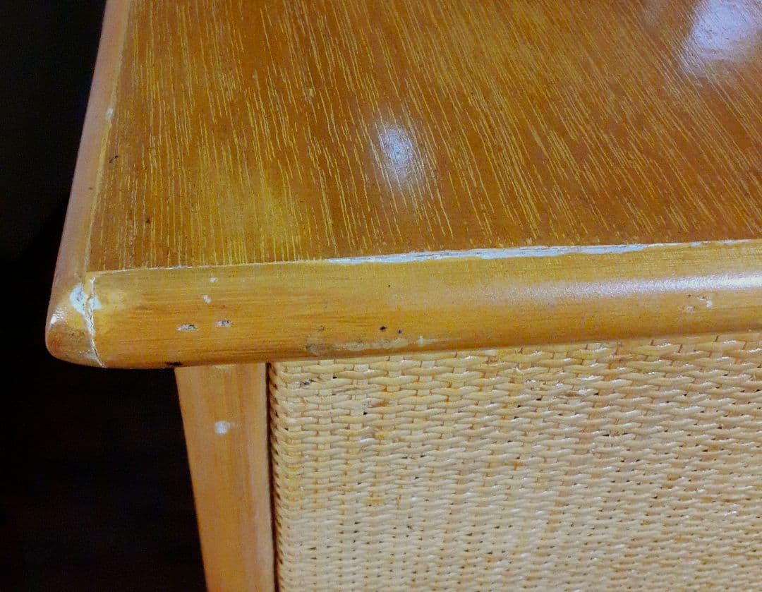 ラタン 藤 チェスト たんす テレホンラック　キャスター付