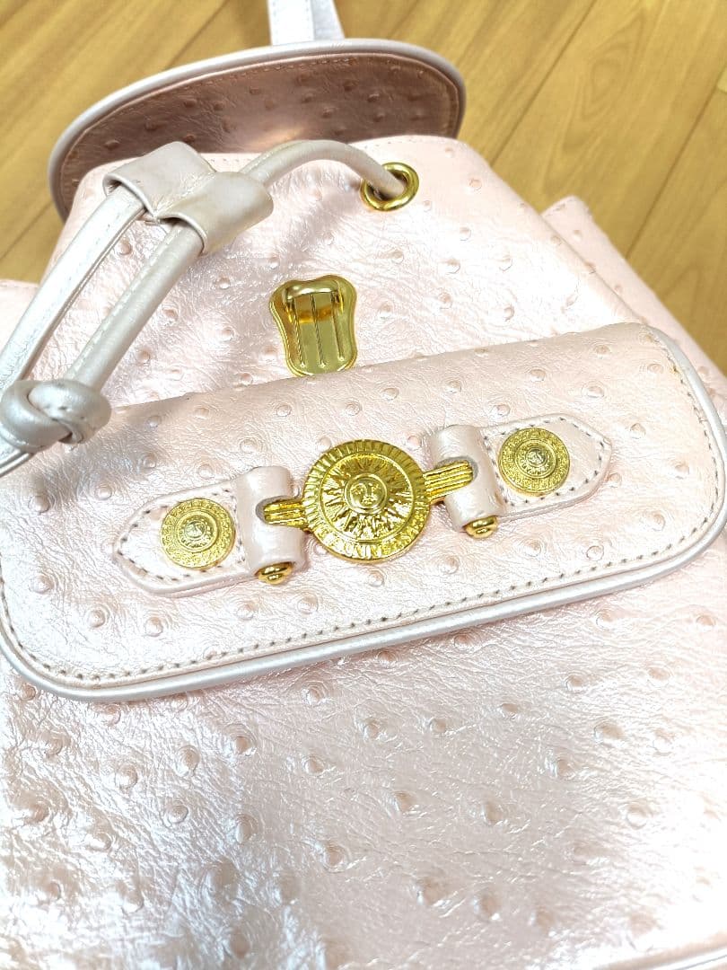 新品 GIANNI VERSACE ピンク オーストリッチ リュック