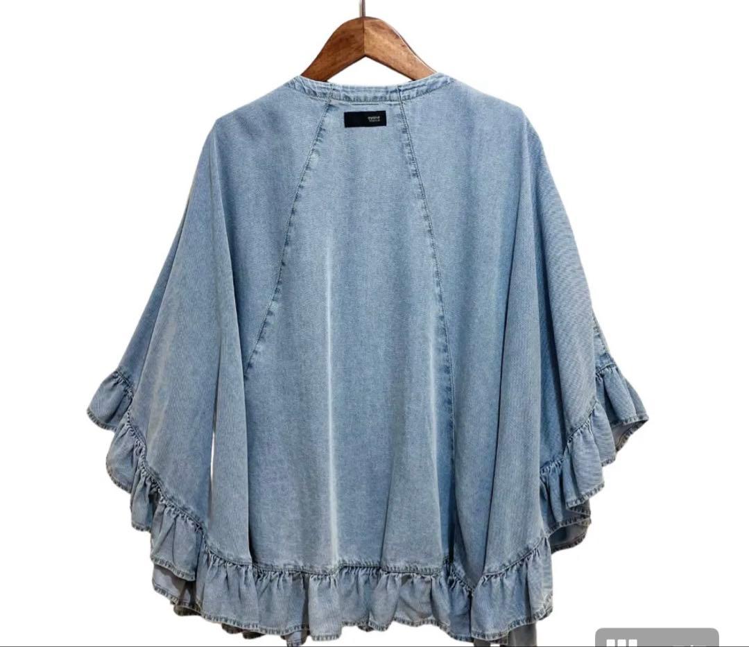 ayane テンセルデニムフリルポンチョ　アヤン　ブリーチ