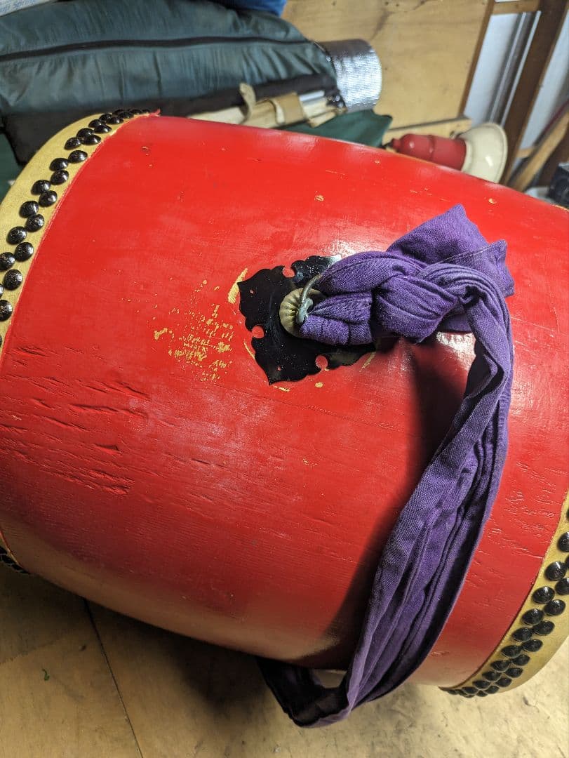 赤い和太鼓 木製 直径約40cm