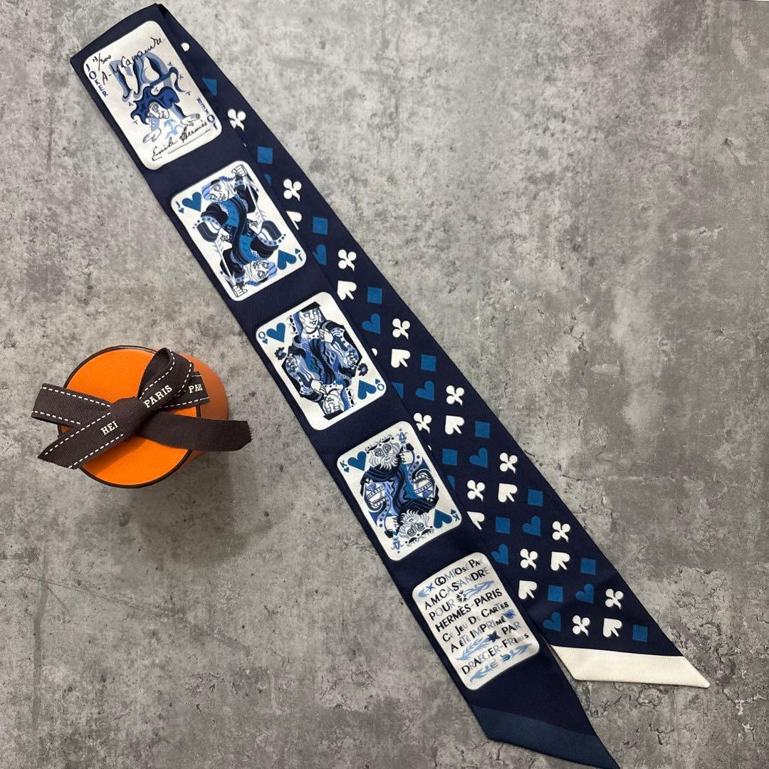 エルメス ツイリー トランプ柄 ジュードカルド ネイビー×ホワイト