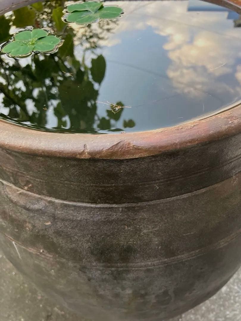 【存在感抜群】特大 古い甕 貯蔵壺 古民具 時代物 陶器 ブラック61センチ