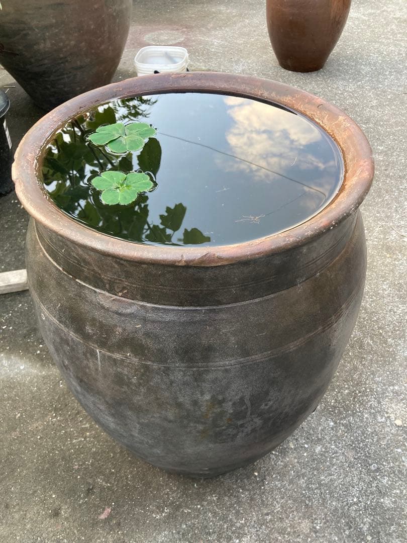 【存在感抜群】特大 古い甕 貯蔵壺 古民具 時代物 陶器 ブラック61センチ