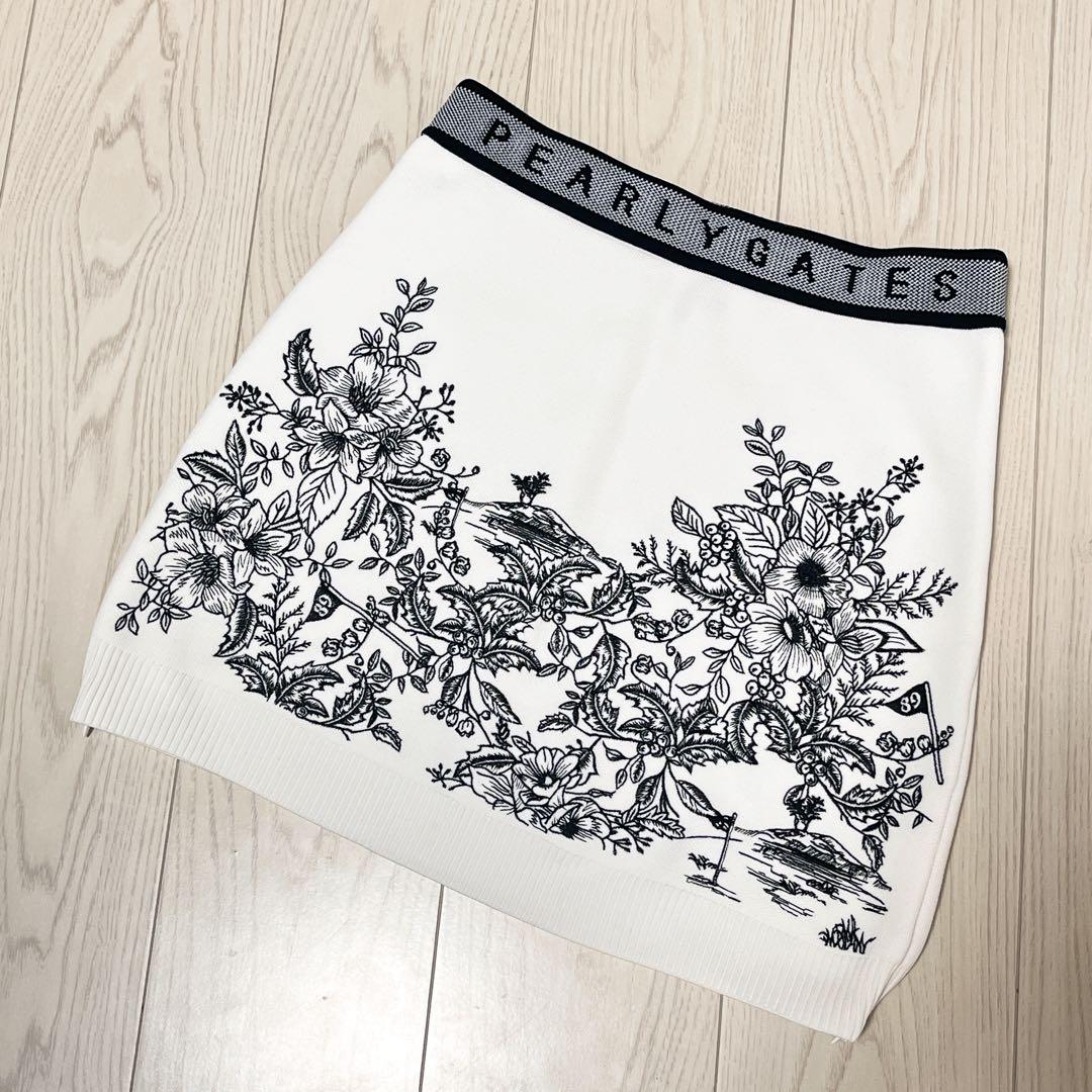 ☆PEARLY GATES パーリーゲイツ　花柄　ニット　セットアップ　スカート