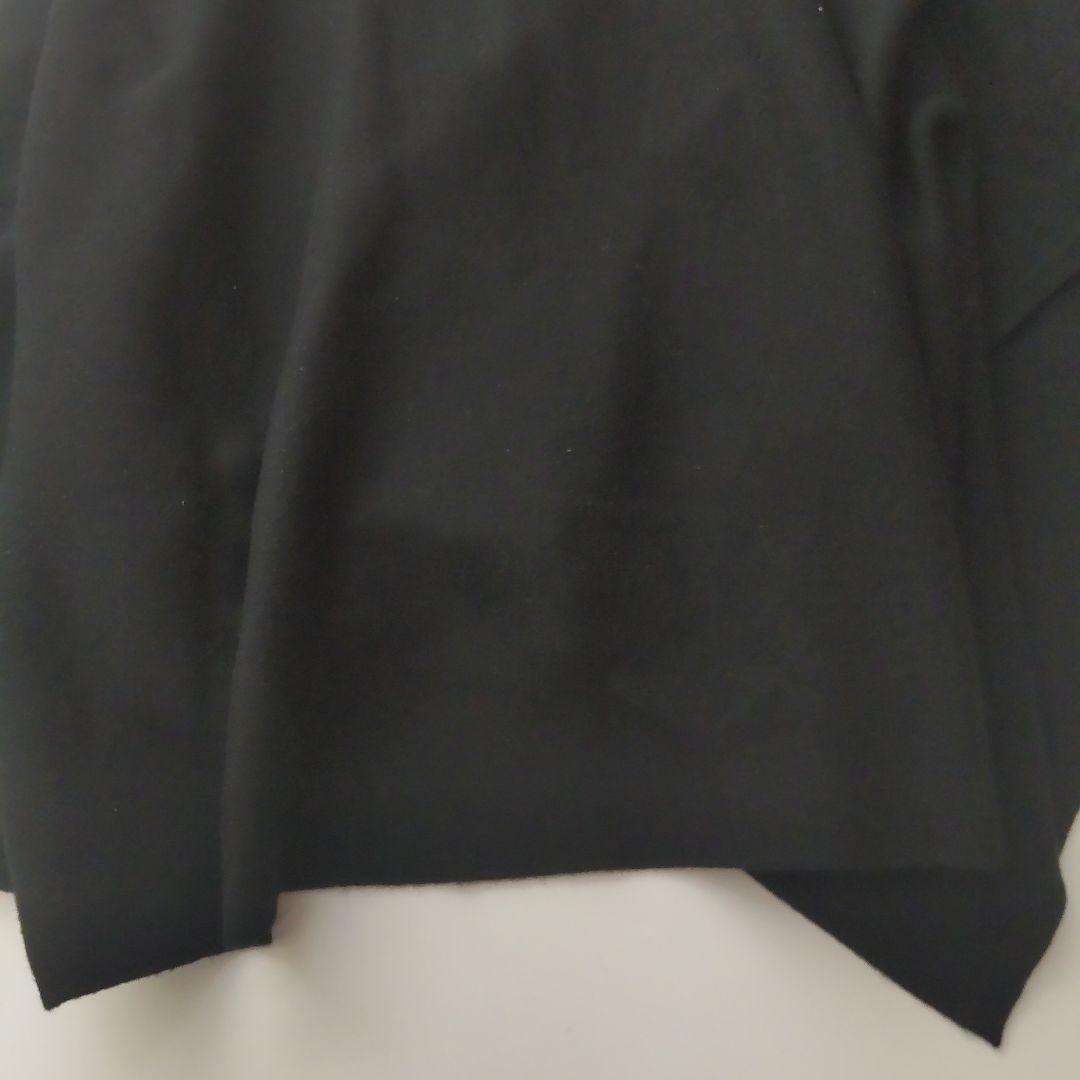 美品 エブール ミラノリブ ウール ポンチョ コート ブラック ケープ 比翼