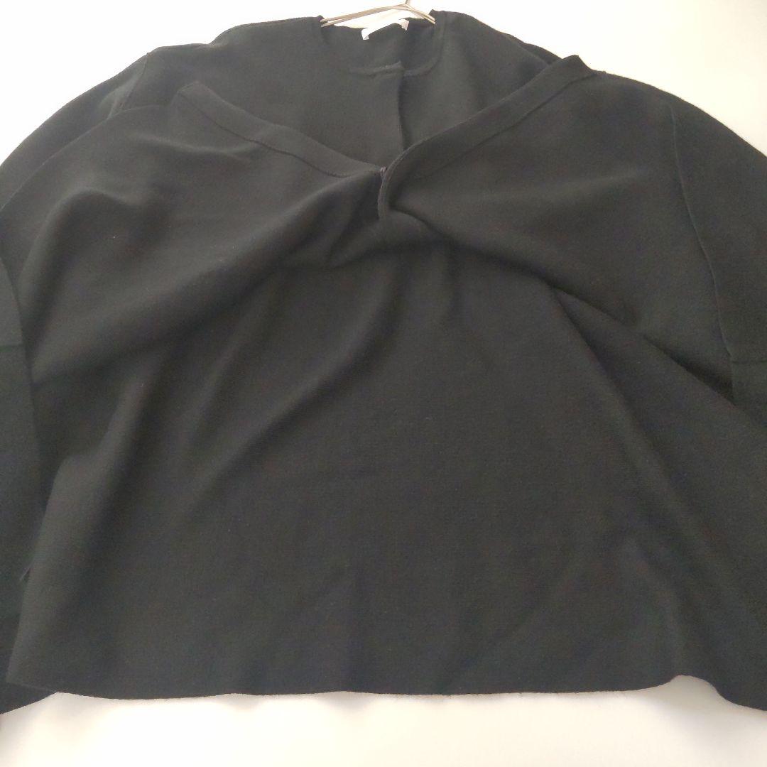 美品 エブール ミラノリブ ウール ポンチョ コート ブラック ケープ 比翼
