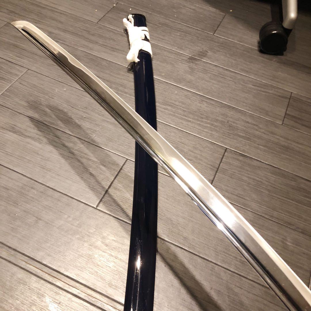 高級模造刀 高級居合刀 樋入り 優勢刃紋刀身 白拵え 亜合金