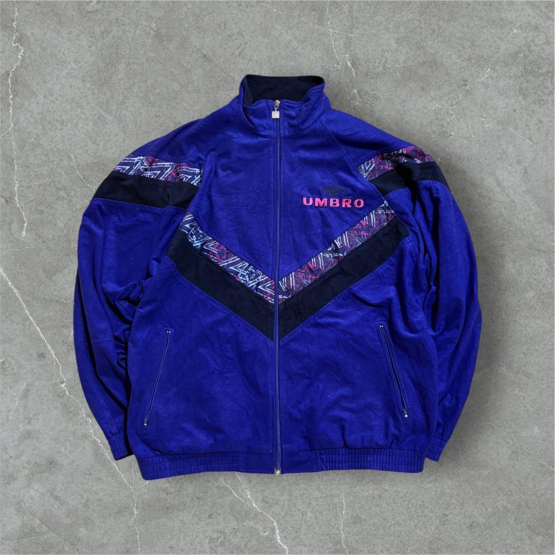 【L8】90s UMBROベロアトラックジャケット刺繍パープルVintage