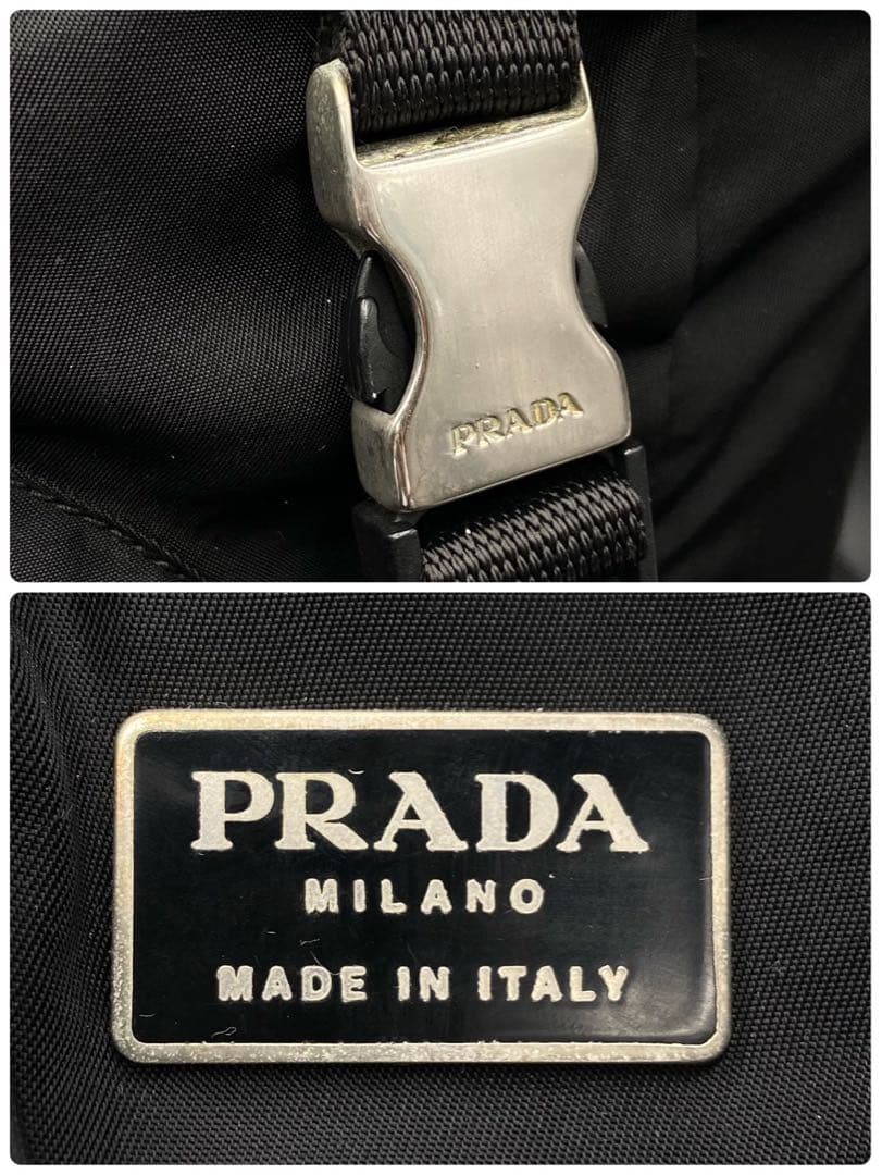 【美品】プラダ 三角ロゴ リュック バックパック ナイロン ブラック