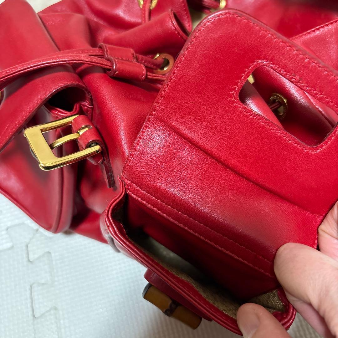グッチ　バンブー　リュック　赤　レッド
