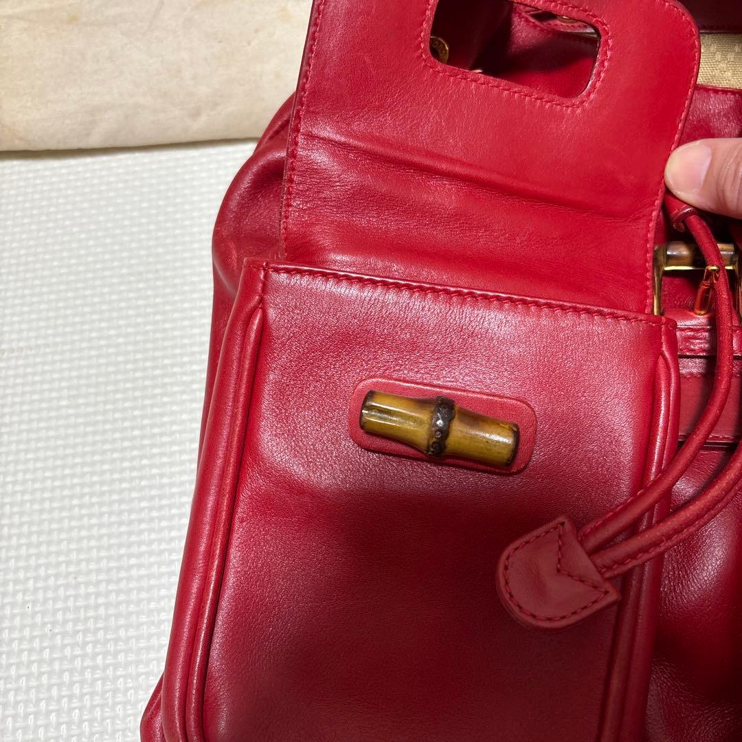 グッチ　バンブー　リュック　赤　レッド