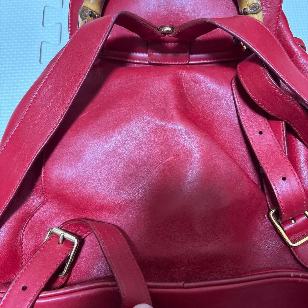 グッチ　バンブー　リュック　赤　レッド