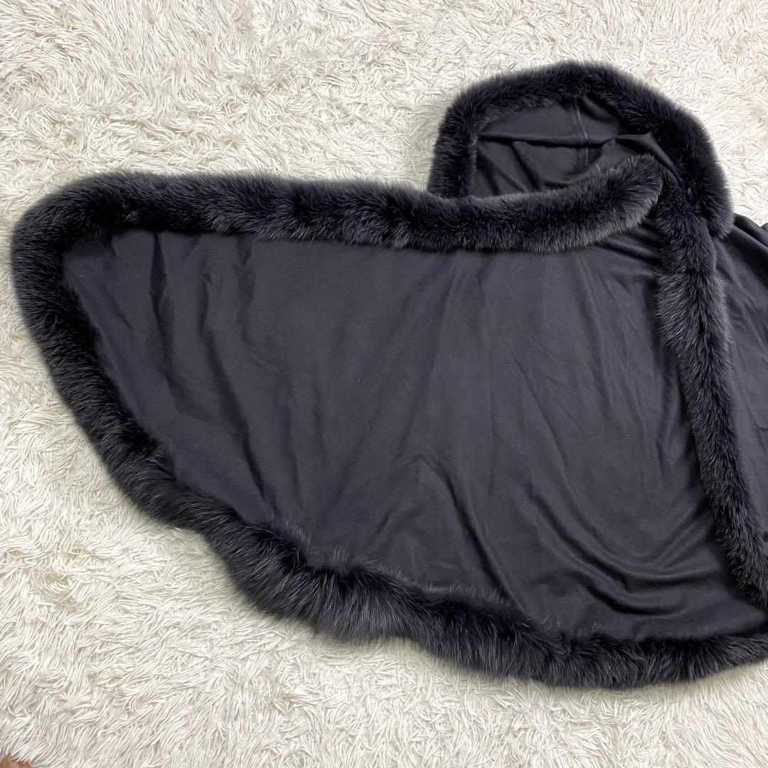 極美品✨カシミア100% フォックスファー ポンチョ2way ケープコート 黒系