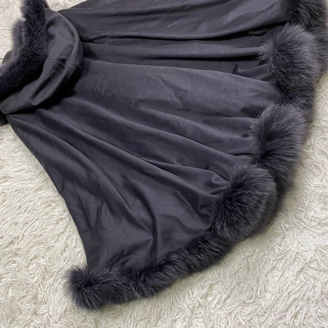 極美品✨カシミア100% フォックスファー ポンチョ2way ケープコート 黒系