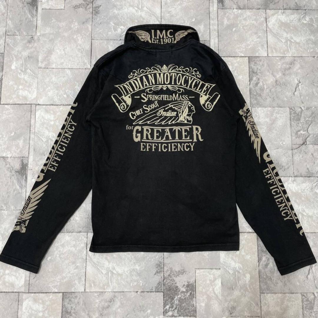 インディアンモーターサイクル ロンT 長袖 ハーフ シャツ 刺繍ロゴ