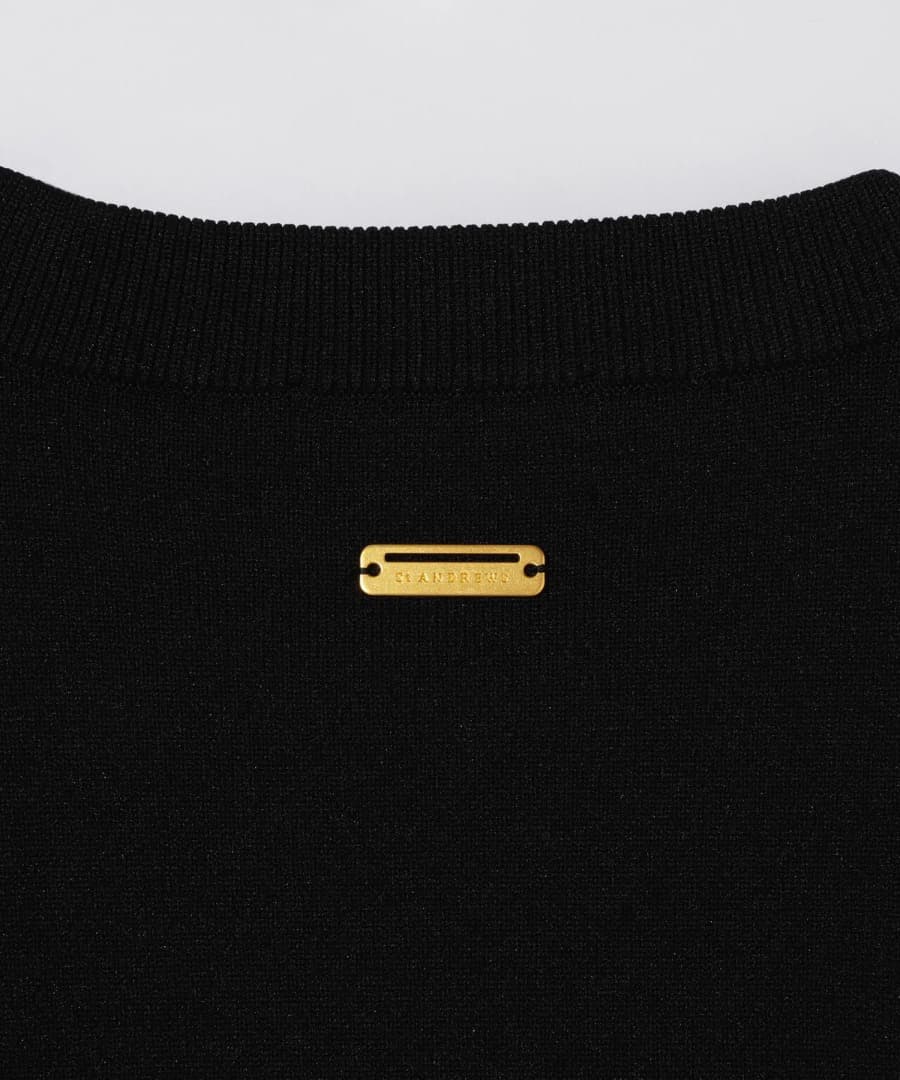 St ANDREWS 12G天竺×リンクス裏地付きクルーネックニットプルオーバー