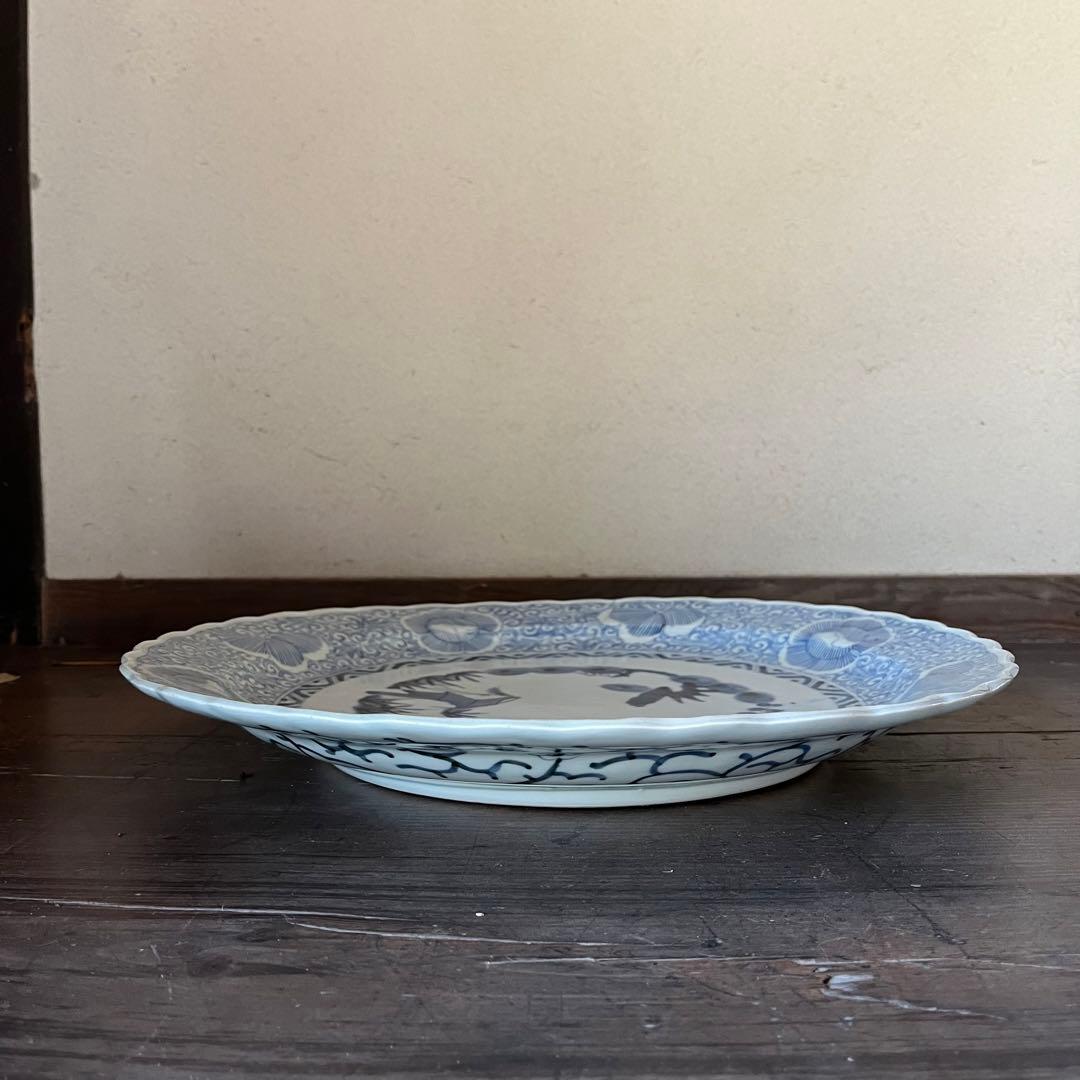古伊万里　大皿　印判　染付　松竹梅　42cm