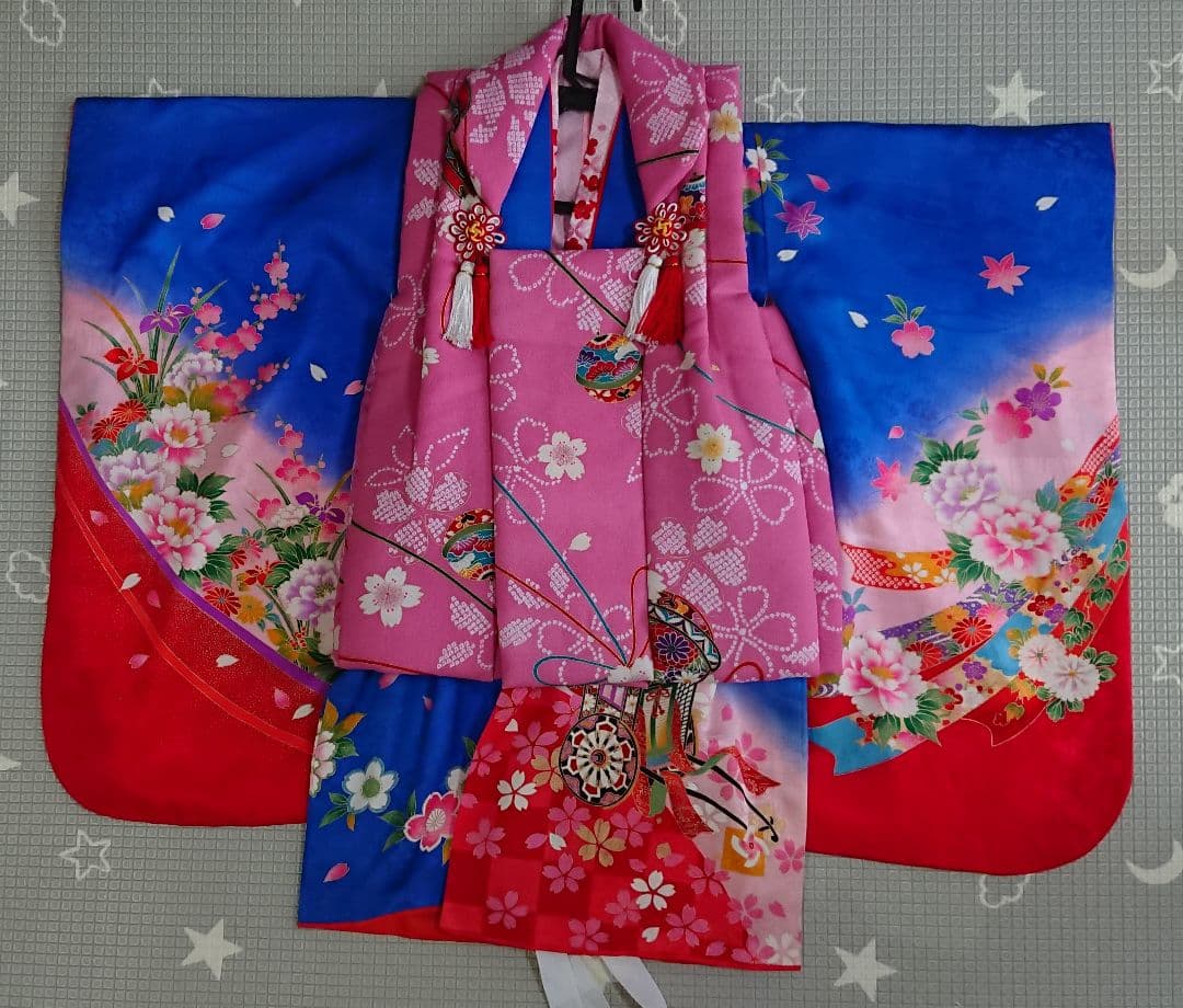 3歳 着物フルセット 被布×2 草履×2 長襦袢 七五三 初詣 正絹 肩上腰上済