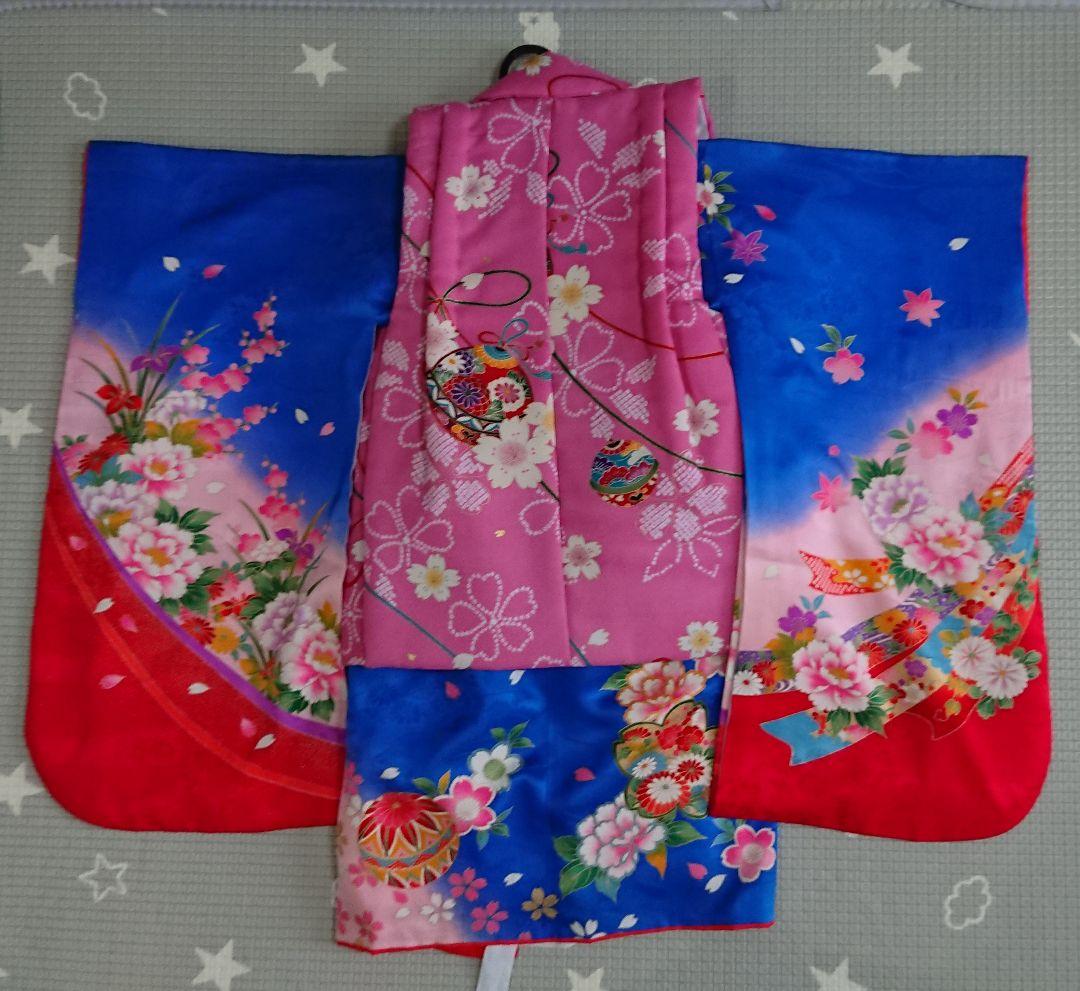3歳 着物フルセット 被布×2 草履×2 長襦袢 七五三 初詣 正絹 肩上腰上済