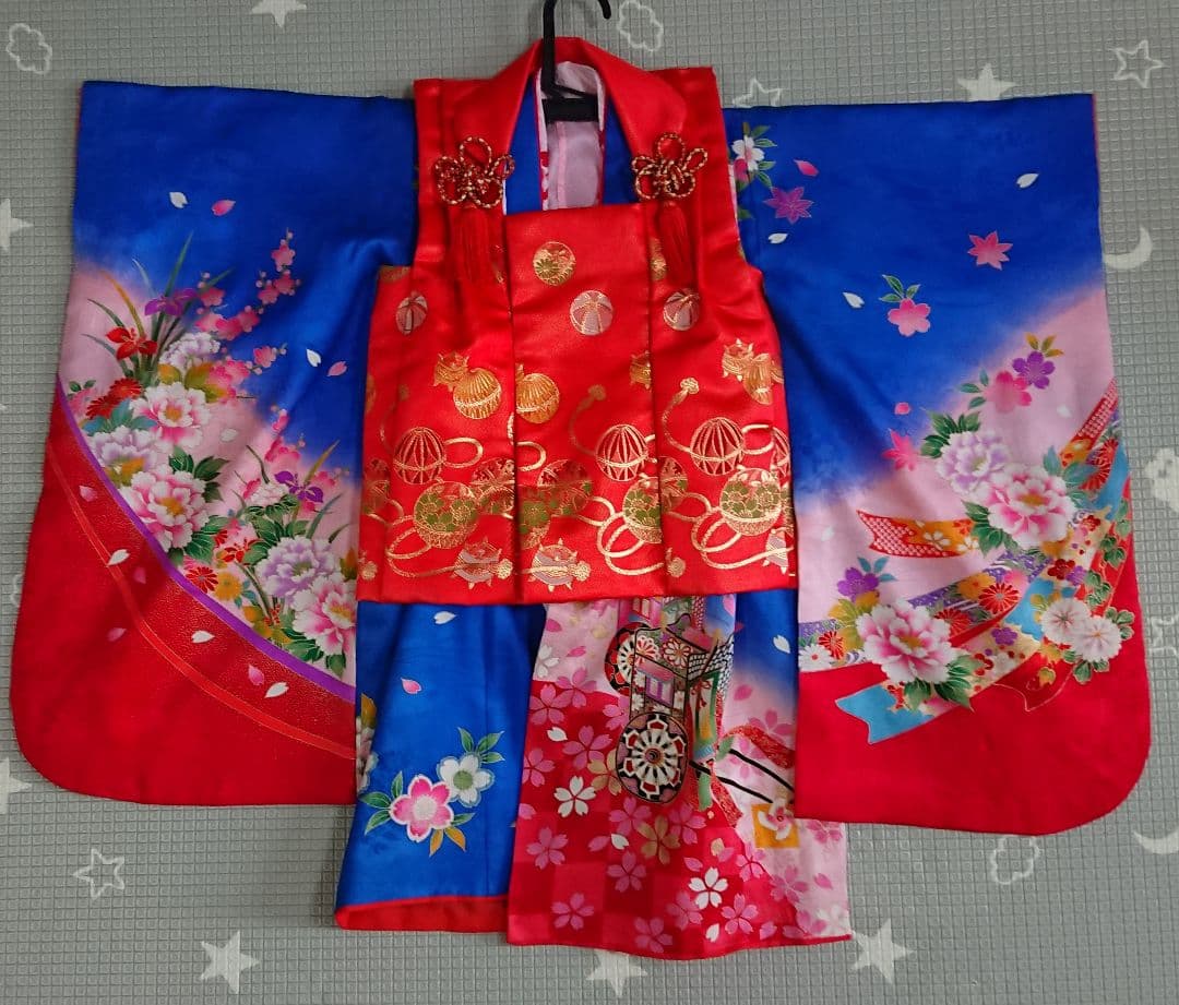 3歳 着物フルセット 被布×2 草履×2 長襦袢 七五三 初詣 正絹 肩上腰上済