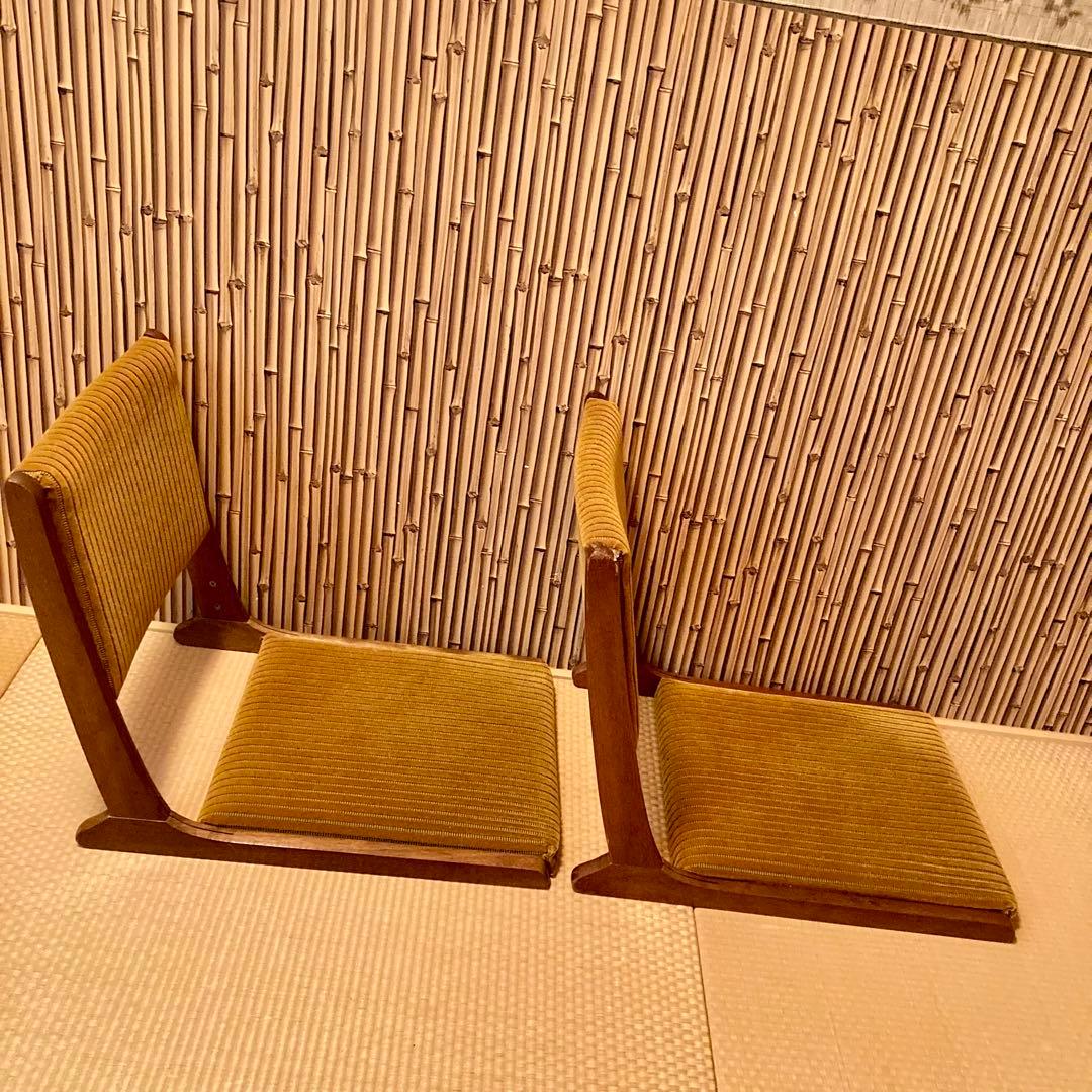 昭和レトロ 高級 和風 折りたたみ座椅子　 アンティーク 2脚セット