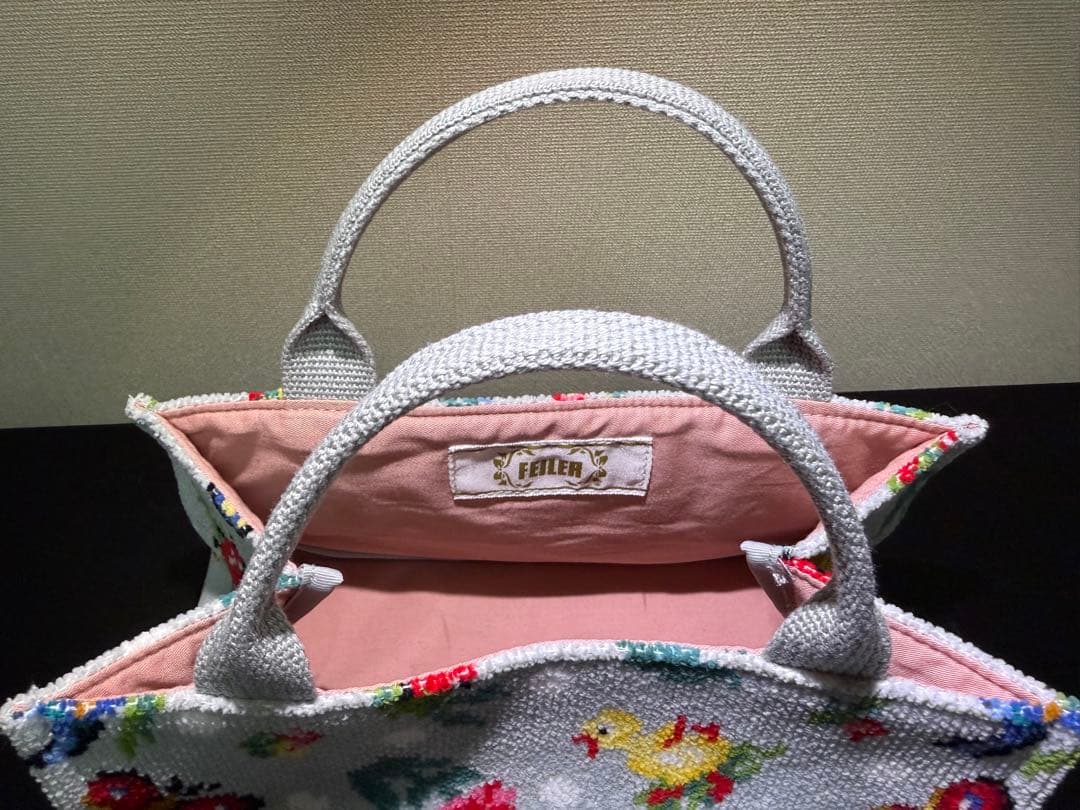 フェイラー　ハイジ　ベッドサイドバスケット　シルバーグレー　中古